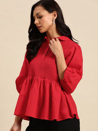 all about you Smocked Pure Cotton Peplum Top