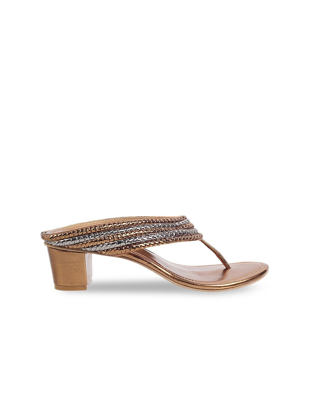 Mochi Gold-Toned Embellished Block Sandals