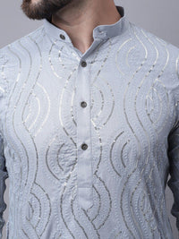SOJANYA Men Leheriya Embroidered Pure Cotton Kurta With Churidar & Nehru Kurta