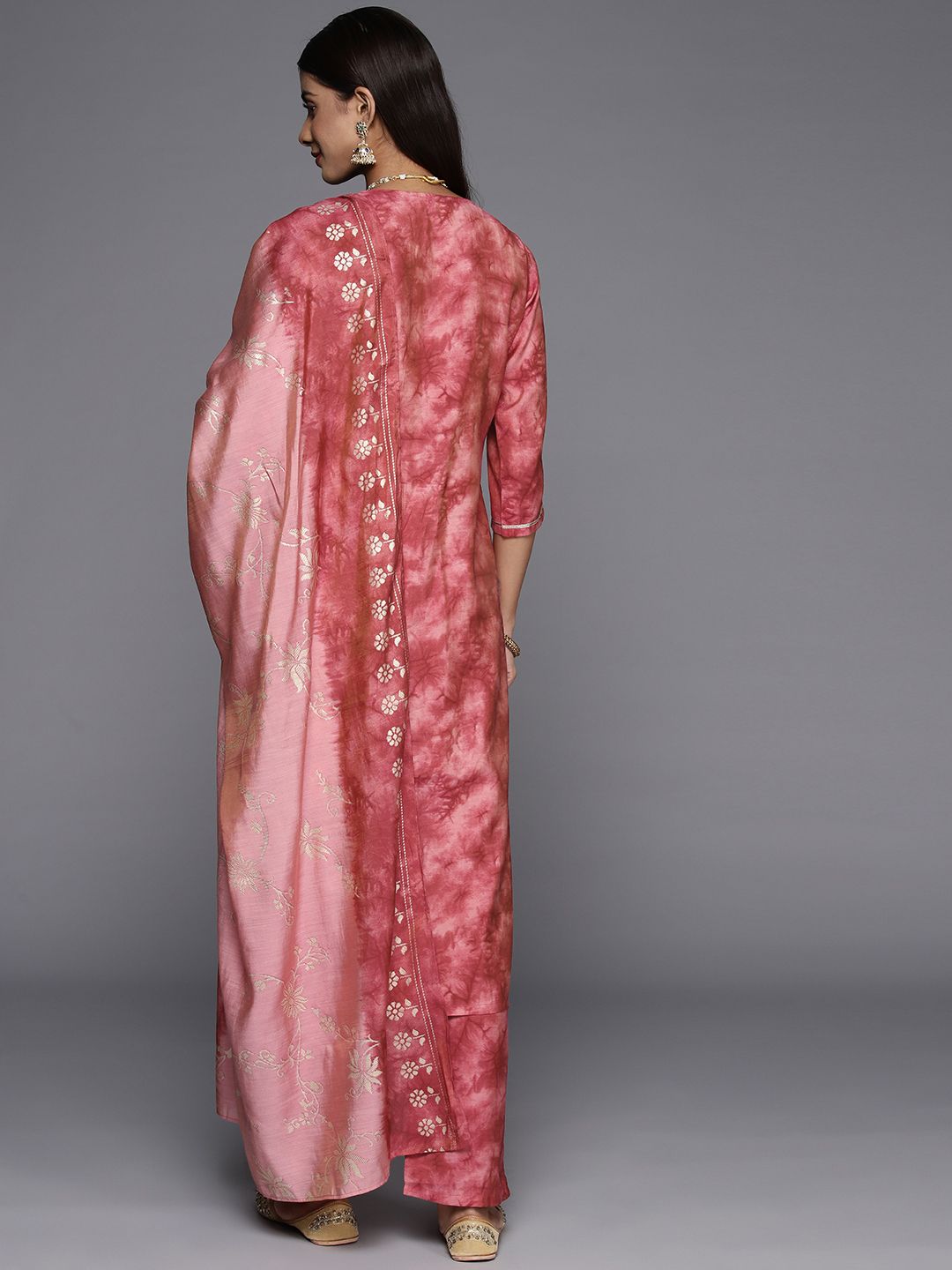 Libas Women Printed Regular Mirror Work Kurta with Trousers & With Dupatta