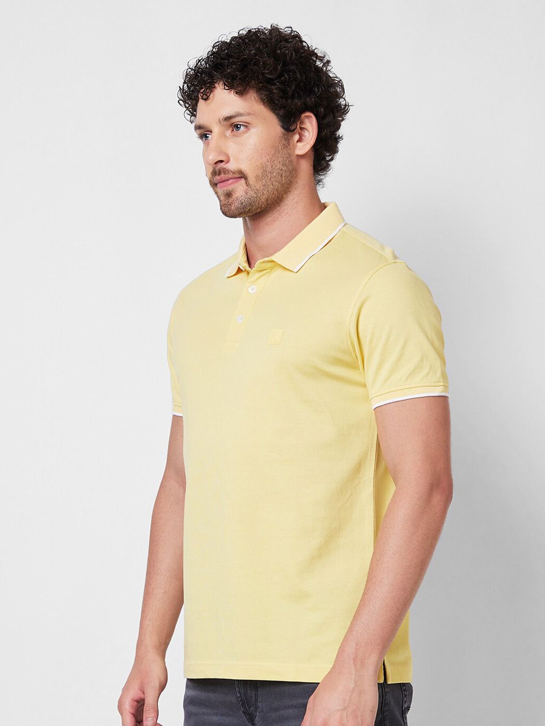 T-Shirt Kapas Kolar Kolar Spykar Polo Slim Fit