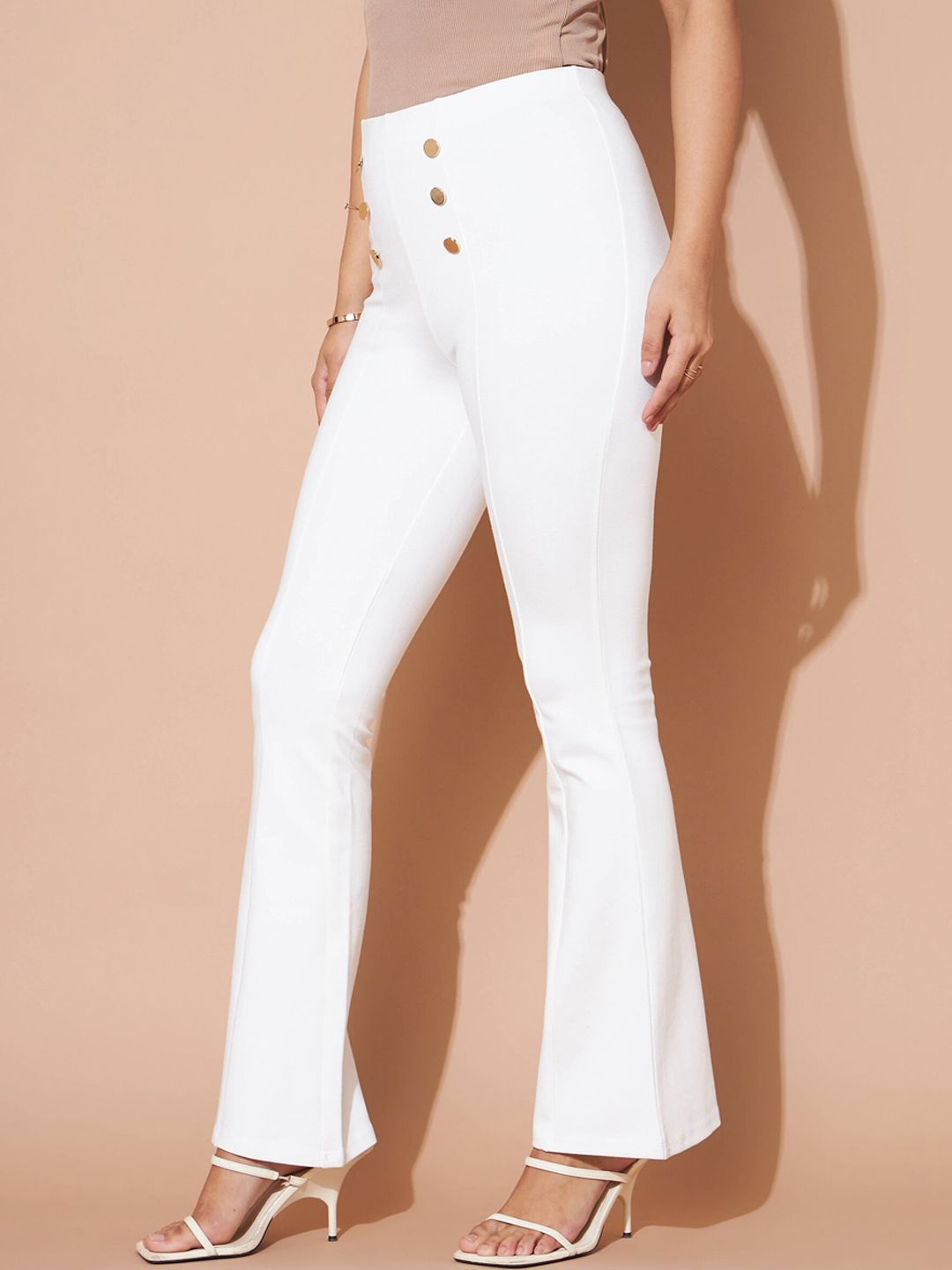 SASSAFRAS BASICS Women Bootcut Trousers Flared High-Rise Trousers
