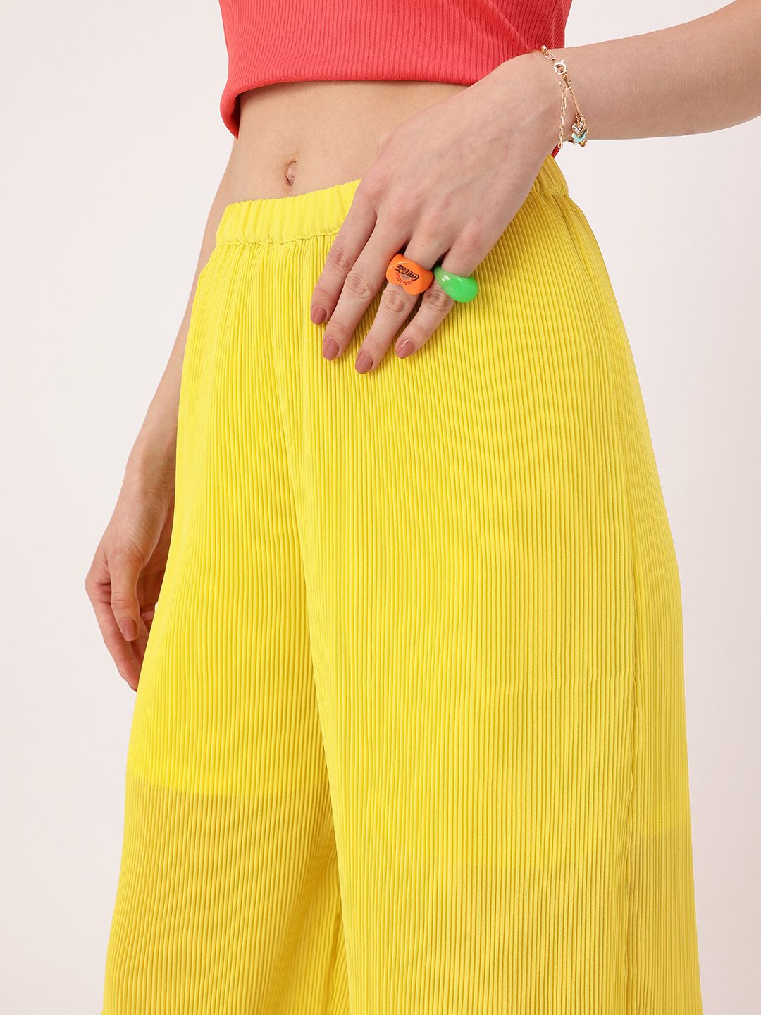 DressBerry Women Delicate Accordion Pleats Wide Leg Trousers