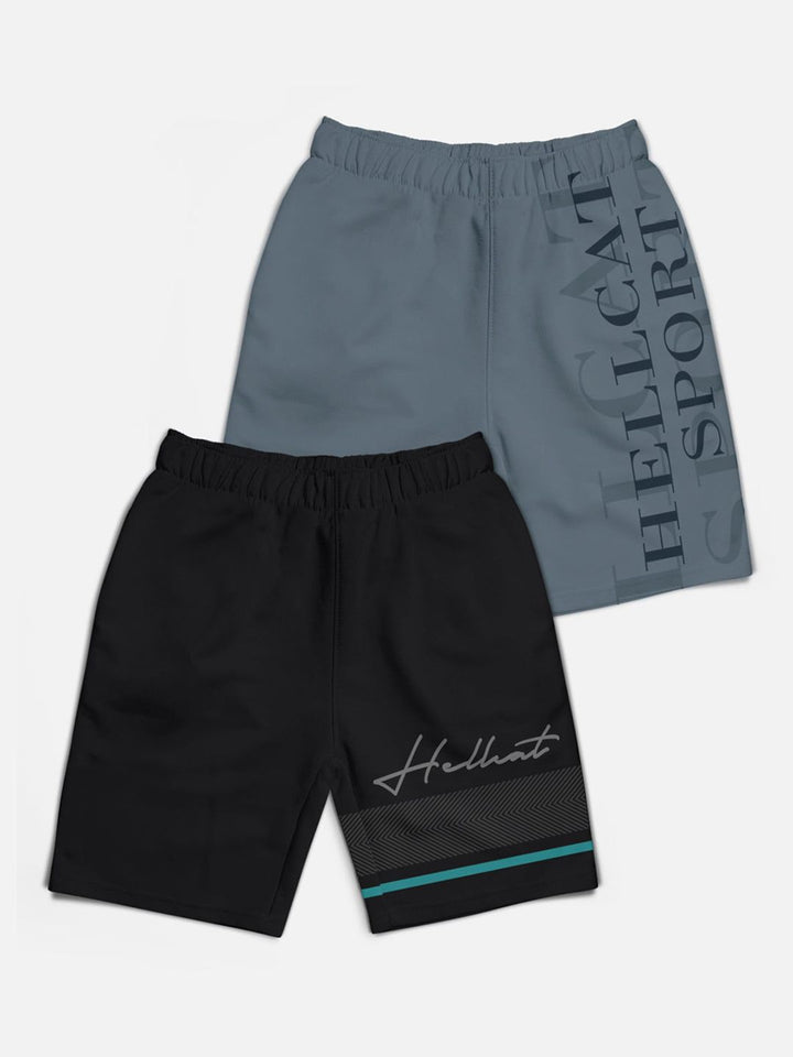 HELLCAT Boys Pack Of 2 Cotton Sports Shorts