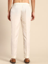 KISAH Men Relaxed Straight Leg Mid-Rise Cotton Pleated Trousers