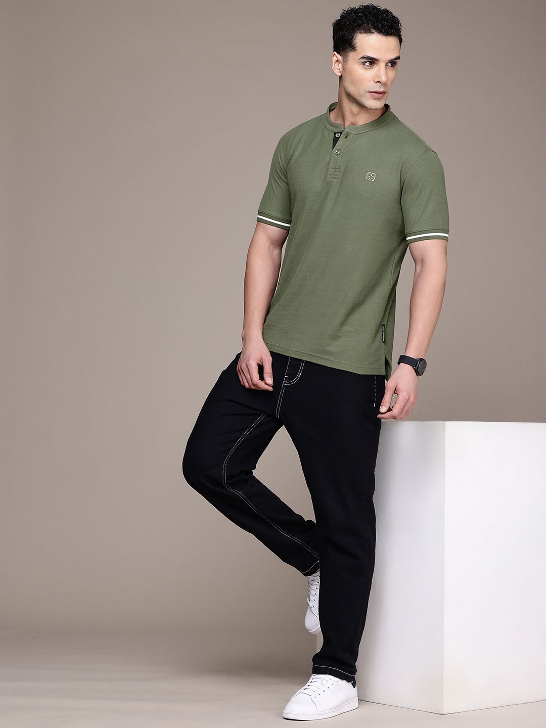 French Connection Henley Neck Pure Cotton T-shirt