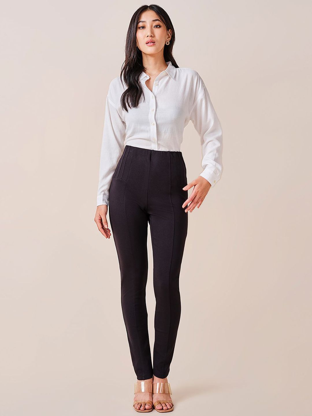 AND Women Slim Fit Pleated Trousers