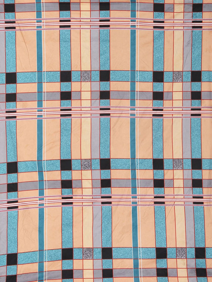 KLOTTHE Peach Geometric Polycotton 300 TC Dilengkapi Cadar King Halus dengan 2 Sarung Bantal-98 x 87 inci