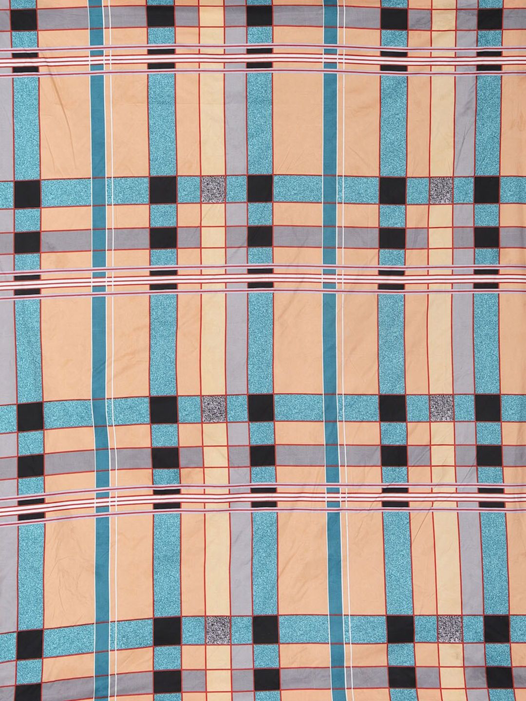 KLOTTHE Peach Geometric Polycotton 300 TC Dilengkapi Cadar King Halus dengan 2 Sarung Bantal-98 x 87 inci