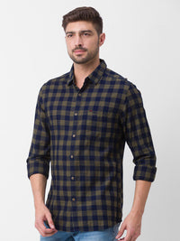 SPYKAR Men Green Slim Fit Buffalo Checks Casual Shirt