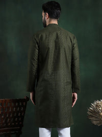 SOJANYA Ethnic Motifs Embroidered Mandarin Collar Thread Work Cotton Straight Kurta
