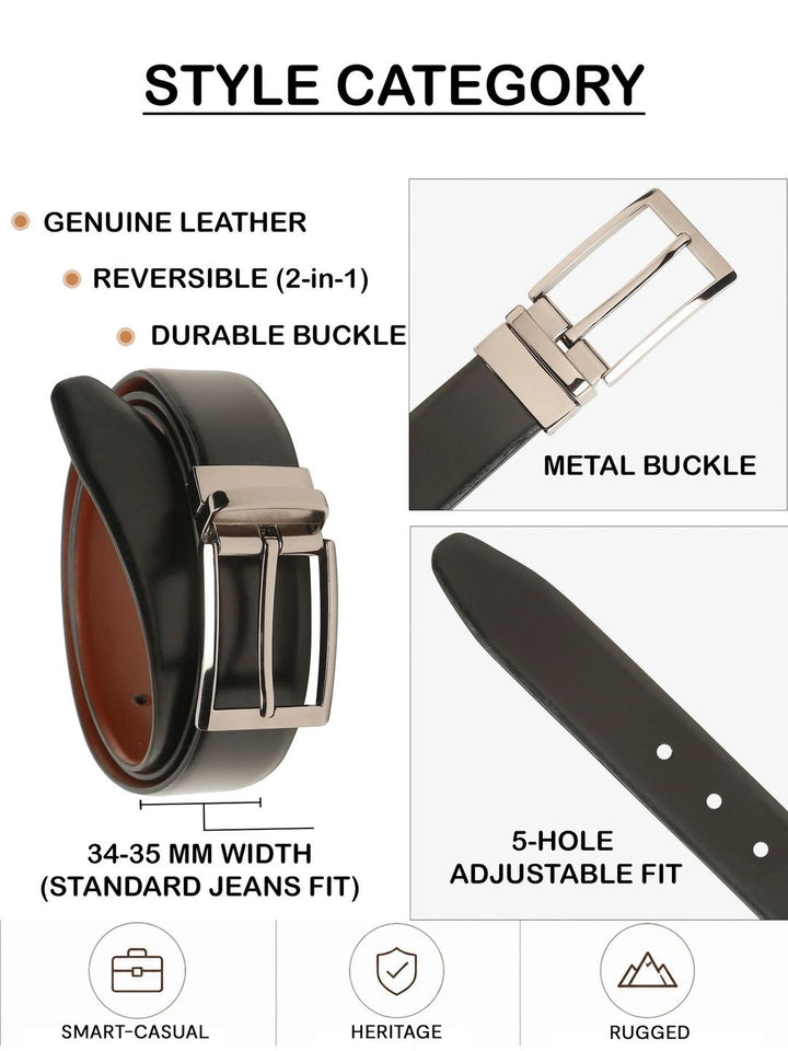 Teakwood Leathers Men Leather Reversible Formal Belt