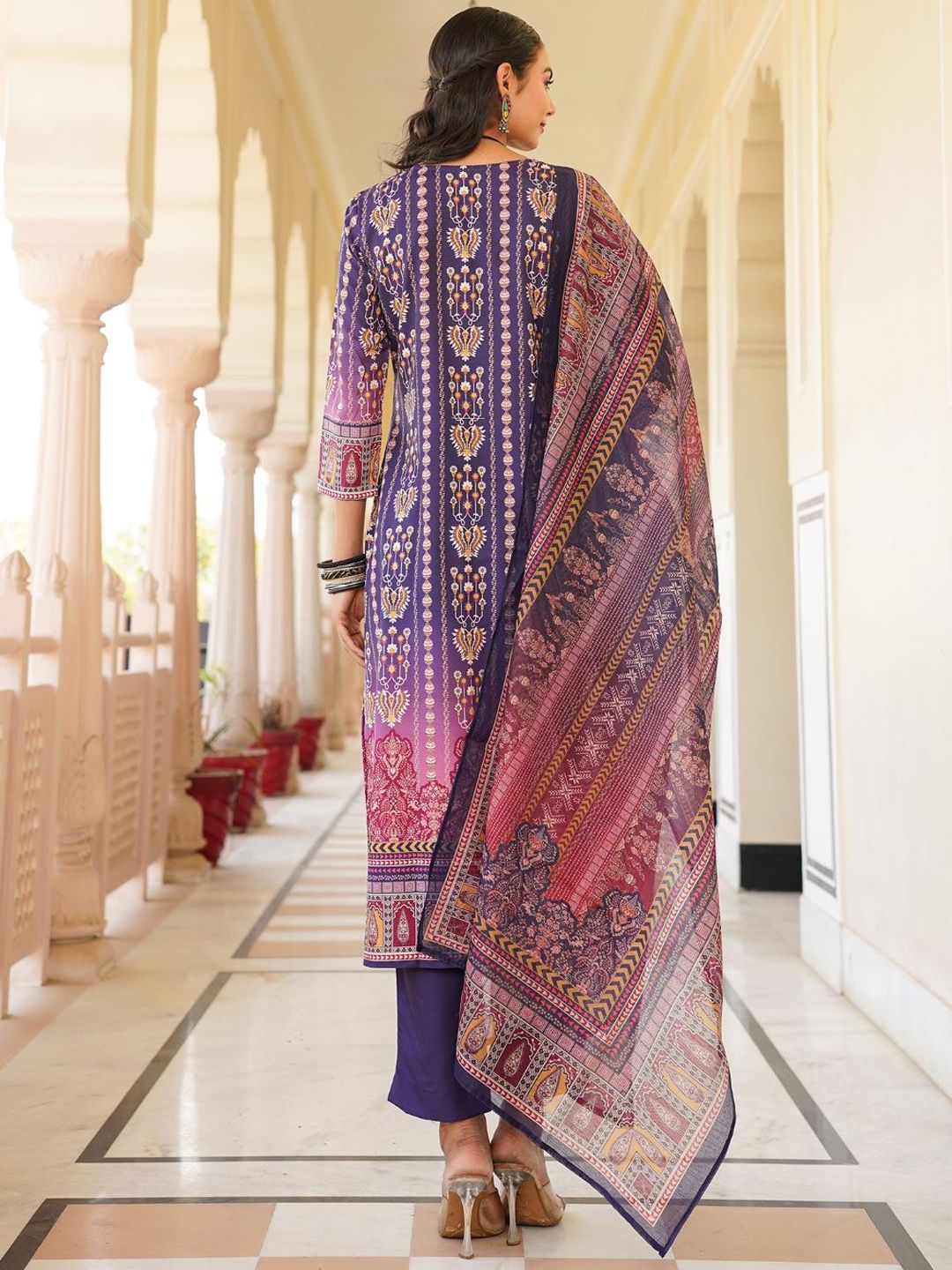 KALINI Women Ethnic Motifs Printed Regular Kurta with Trousers & With Dupatta