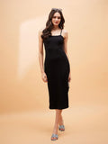 SASSAFRAS BASICS Ribbed Shoulder Straps Sheath Dress