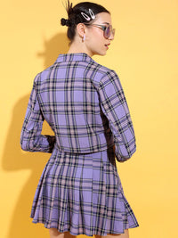 Tokyo Talkies Checked Blazer With Pleated Skirt