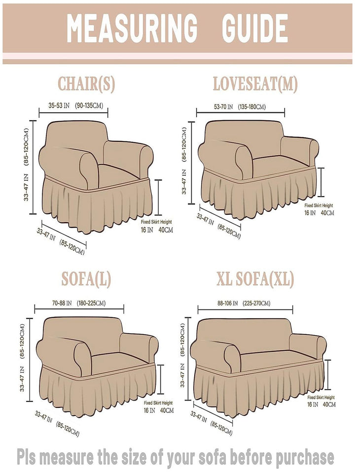 Cortina Grey Self Design Stretchble 1-Seater Sofa Cover with Skirt