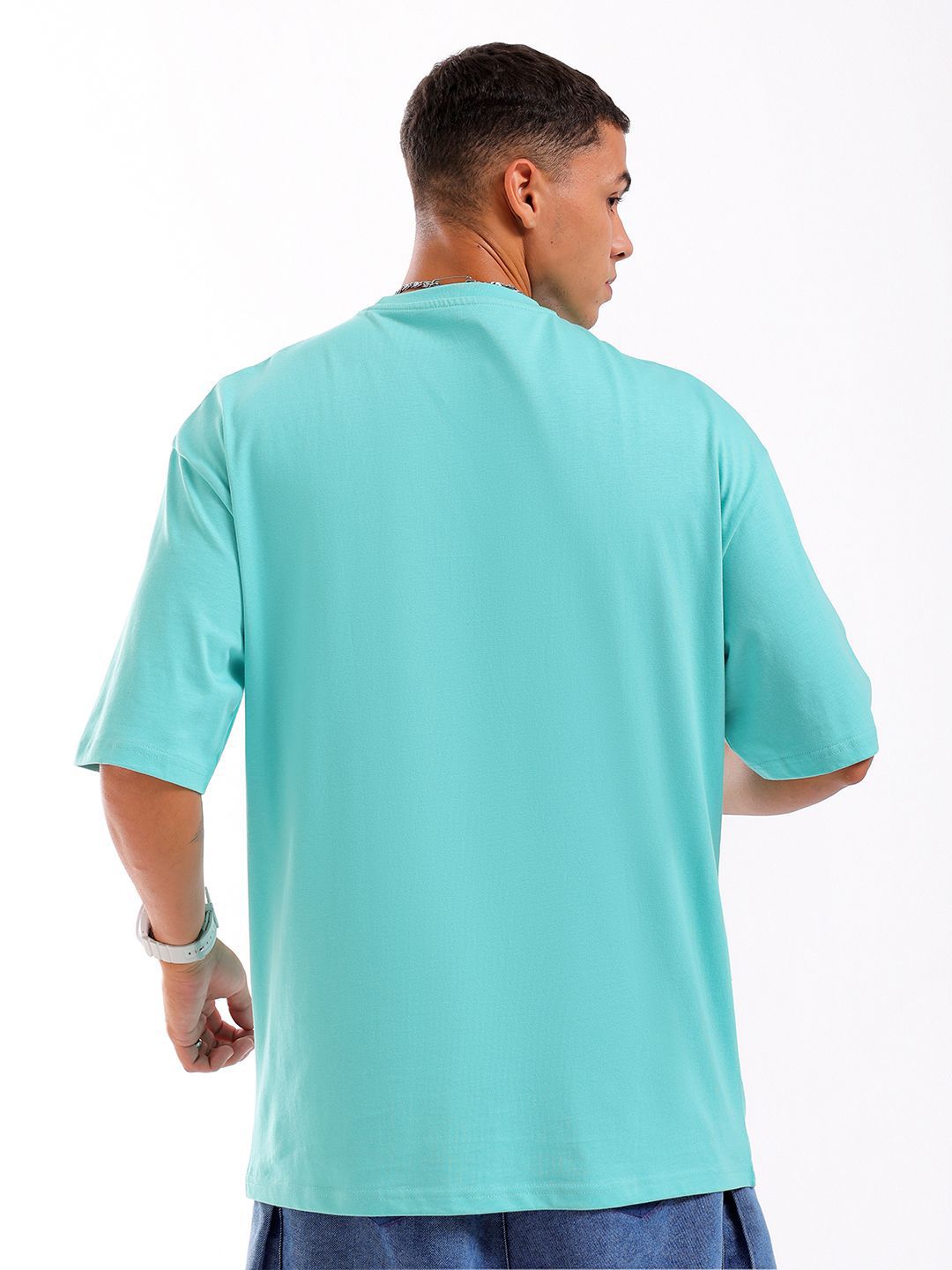 The Indian Garage Co Men Pure Cotton Graphic Printed Oversized Round Neck T-shirt