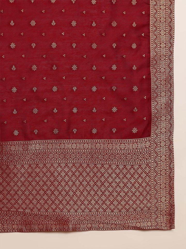 KALINI Floral Woven Design Zari Straight Kurta With Trousers & Dupatta