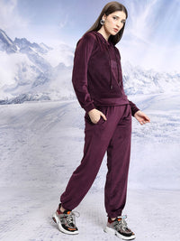 Tokyo Talkies Burgundy Hooded Sweatshirt With Joggers