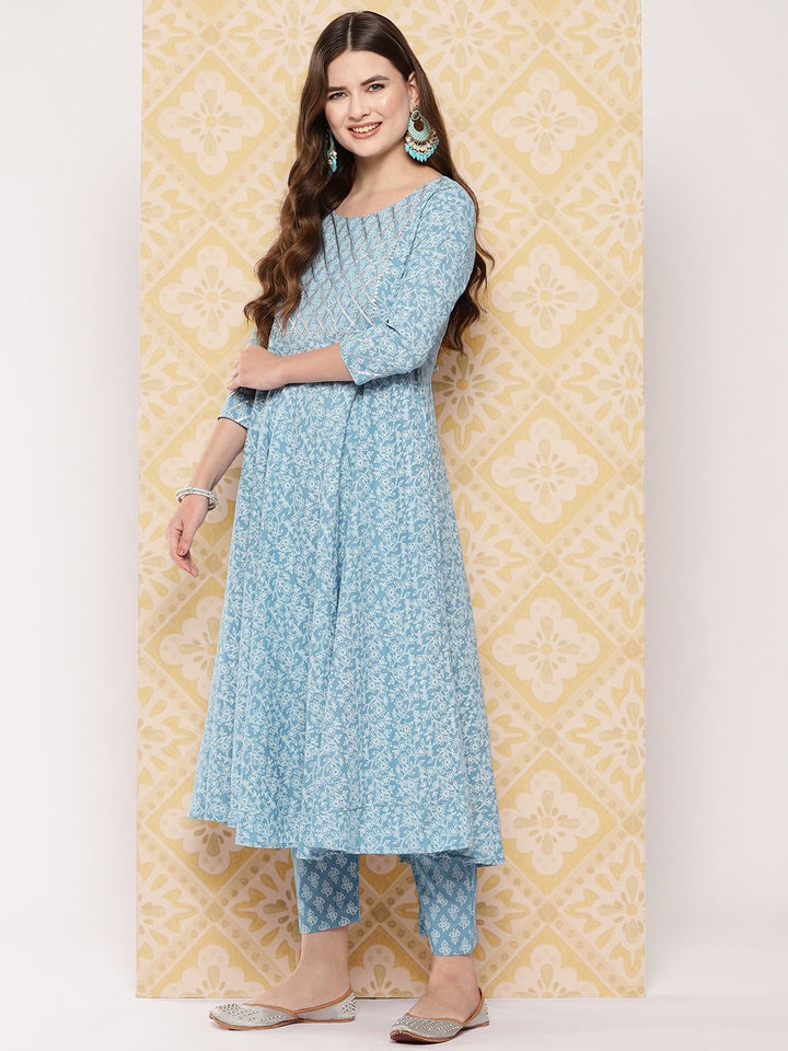 KALINI Women Ethnic Motifs Printed Regular Pure Cotton Kurta with Trousers & Dupatta