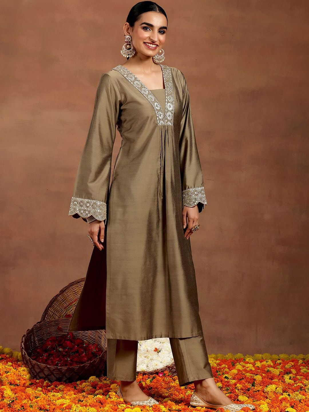 Gerua By Libas Women Floral Embroidered Regular Kurta with Trousers