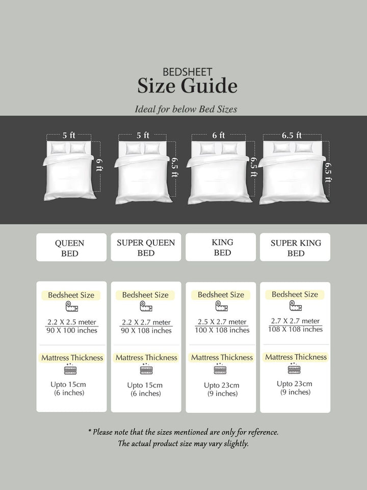 Story@home White & Mustard Floral 186 TC Pure Cotton Queen Bedsheet With 2 Pillow Covers