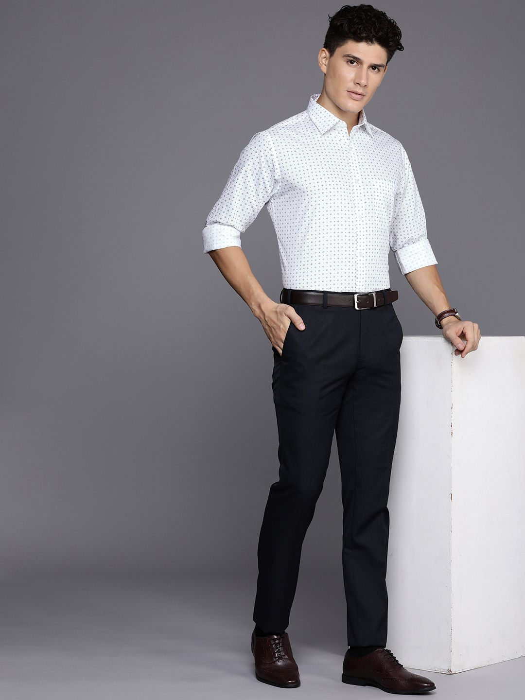 Raymond Men Pure Cotton Slim Fit Opaque Printed Formal Shirt