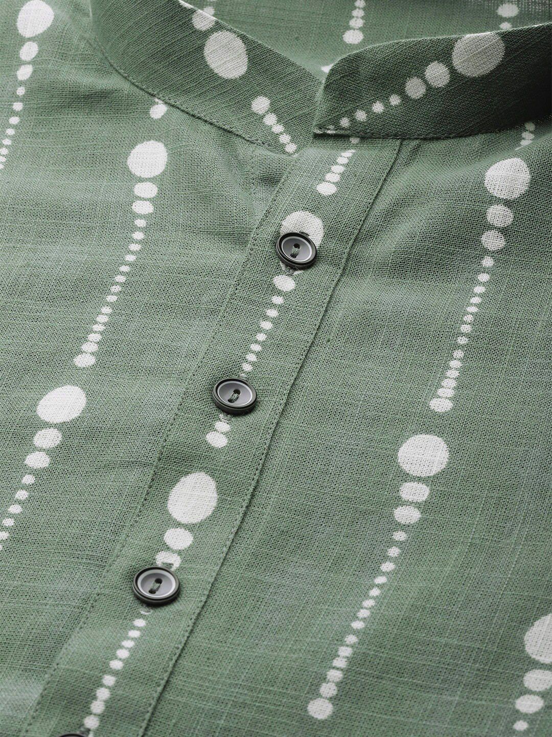 See Designs Men Green & White Printed Kurta with Pyjamas