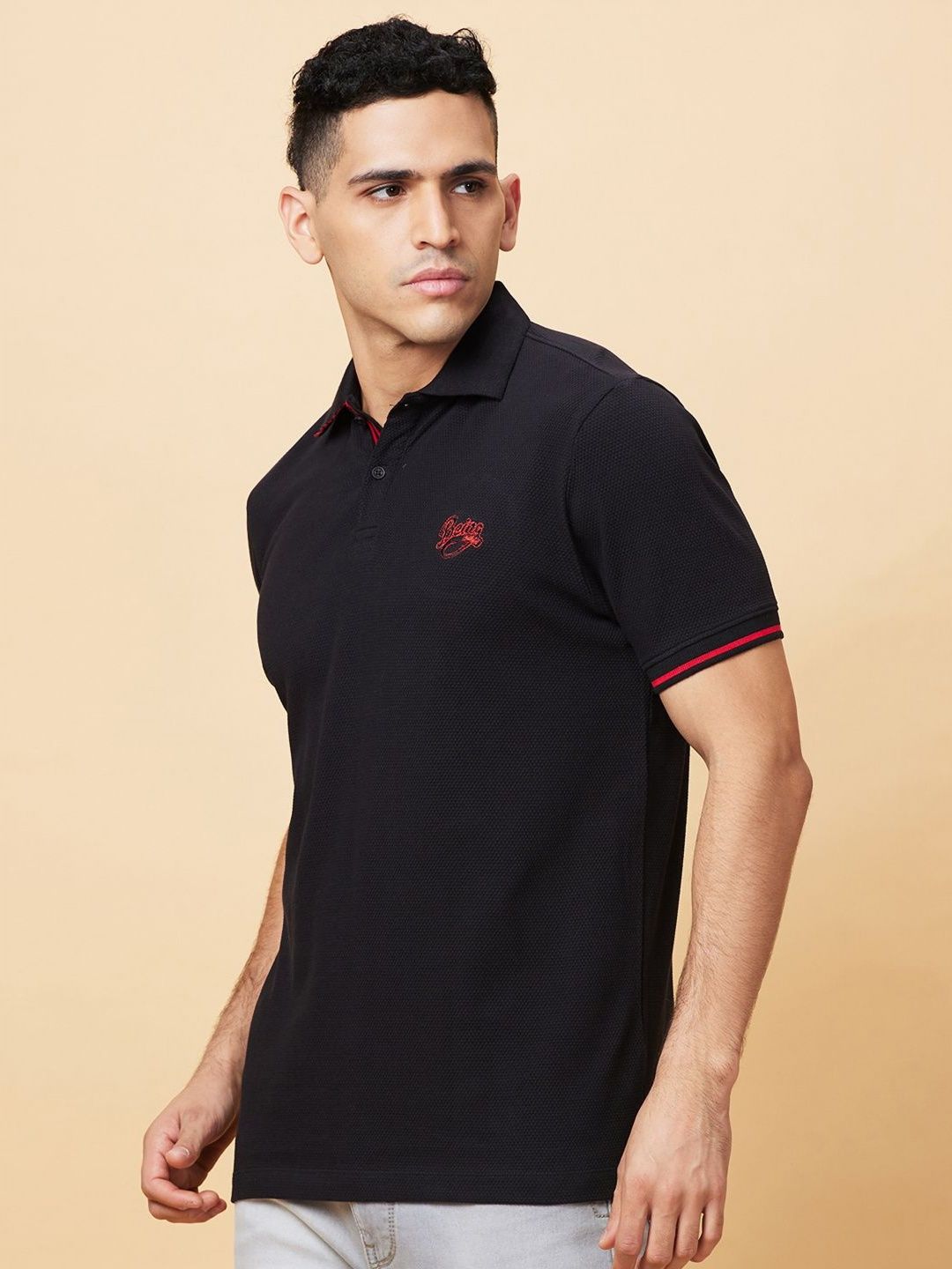 Being Human Men Polo Collar Applique T-shirt