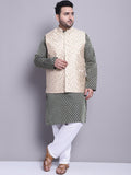 SOJANYA PLUS Ethnic Motifs Woven Design Kurta With Pyjamas & Nehru Jacket