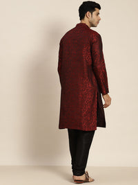 SOJANYA Men Maroon Jacquard Kurta