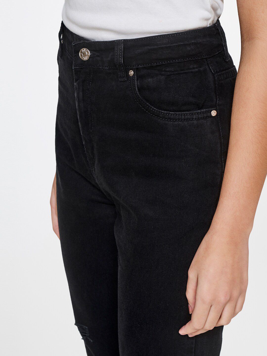 AND Women Black Mom Fit Trousers