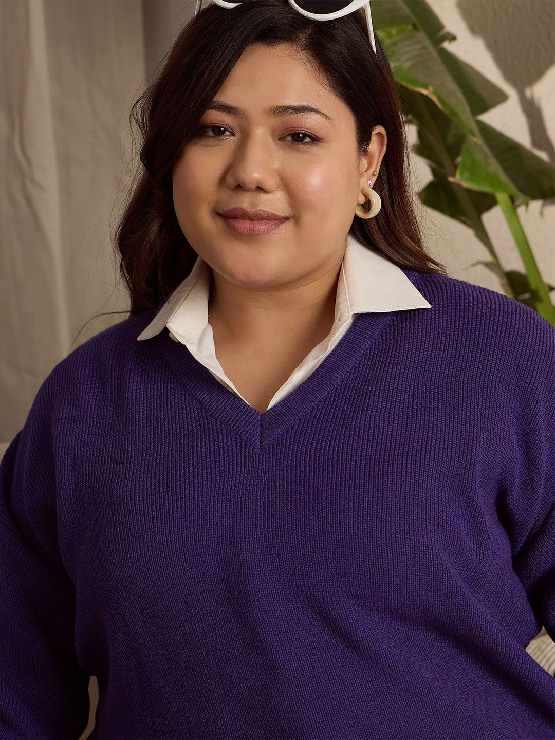 Berrylush Curve Women Longline Long Sleeves Sweater