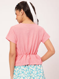 DressBerry Cute & Cuddly Twisted Cinched Waist Top