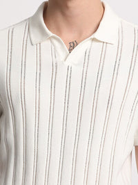THE BEAR HOUSE Striped Polo Collar Pure Cotton T-shirt