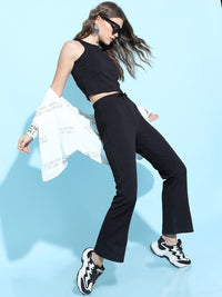 Tokyo Talkies Women Stylish Black Solid Top with Trousers