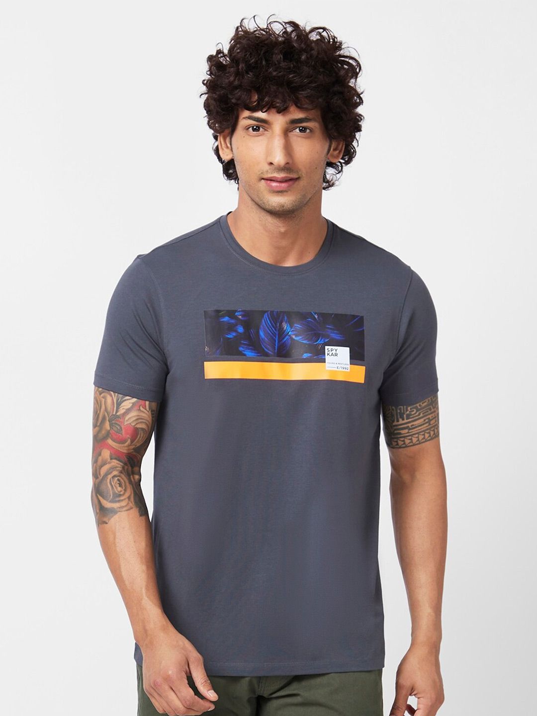 SPYKAR Graphic Printed Cotton Slim Fit T-shirt