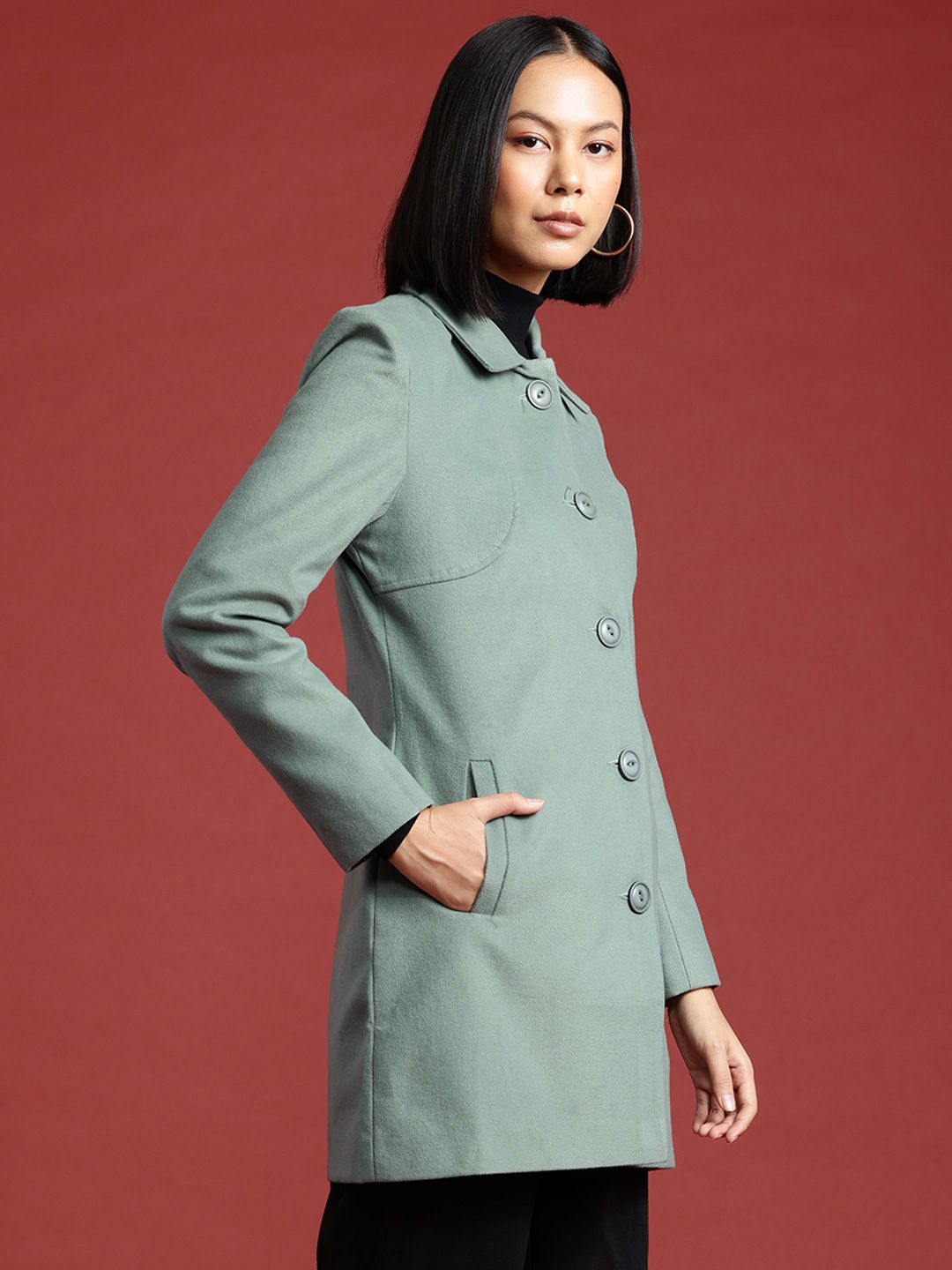 all about you Shirt Collar Longline Overcoat