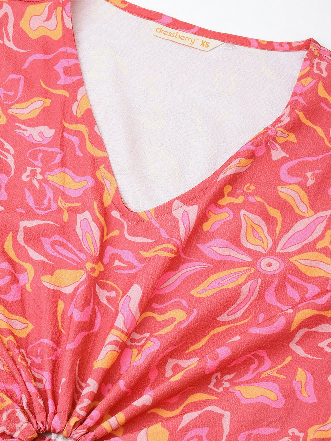 DressBerry Boho-Chic V-Neck Floral Print Cut-Out A-line Midi Dress