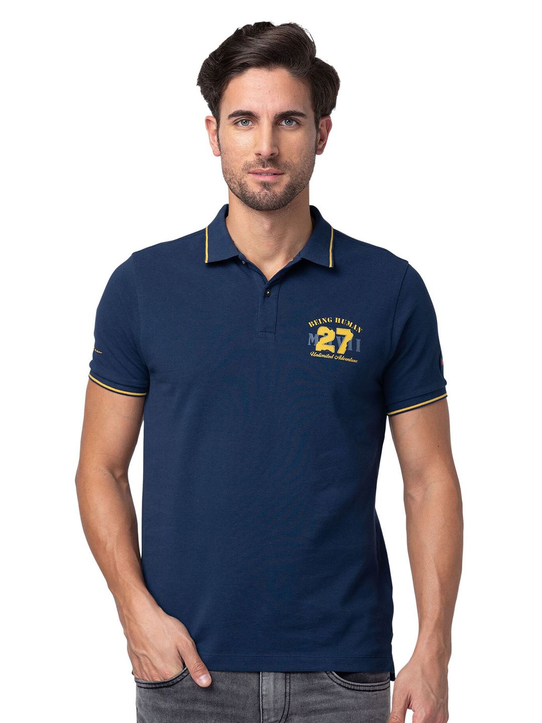 Being Human Polo Collar Cotton Regular T-shirt