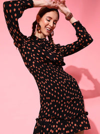 STREET 9 Black Floral Crepe Maxi Midi Dress
