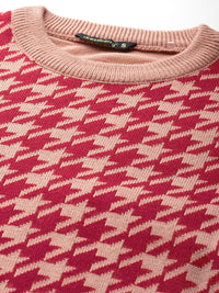 DressBerry Women Houndstooth Acrylic Pullover