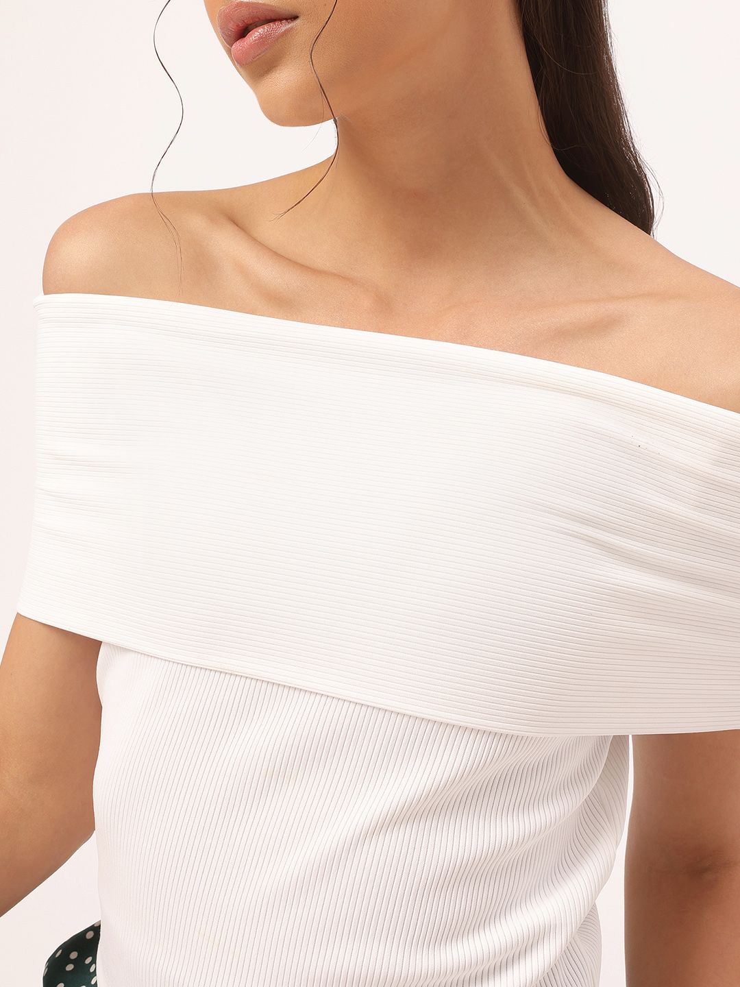 DressBerry Rib Knits Off-Shoulder Bardot Top