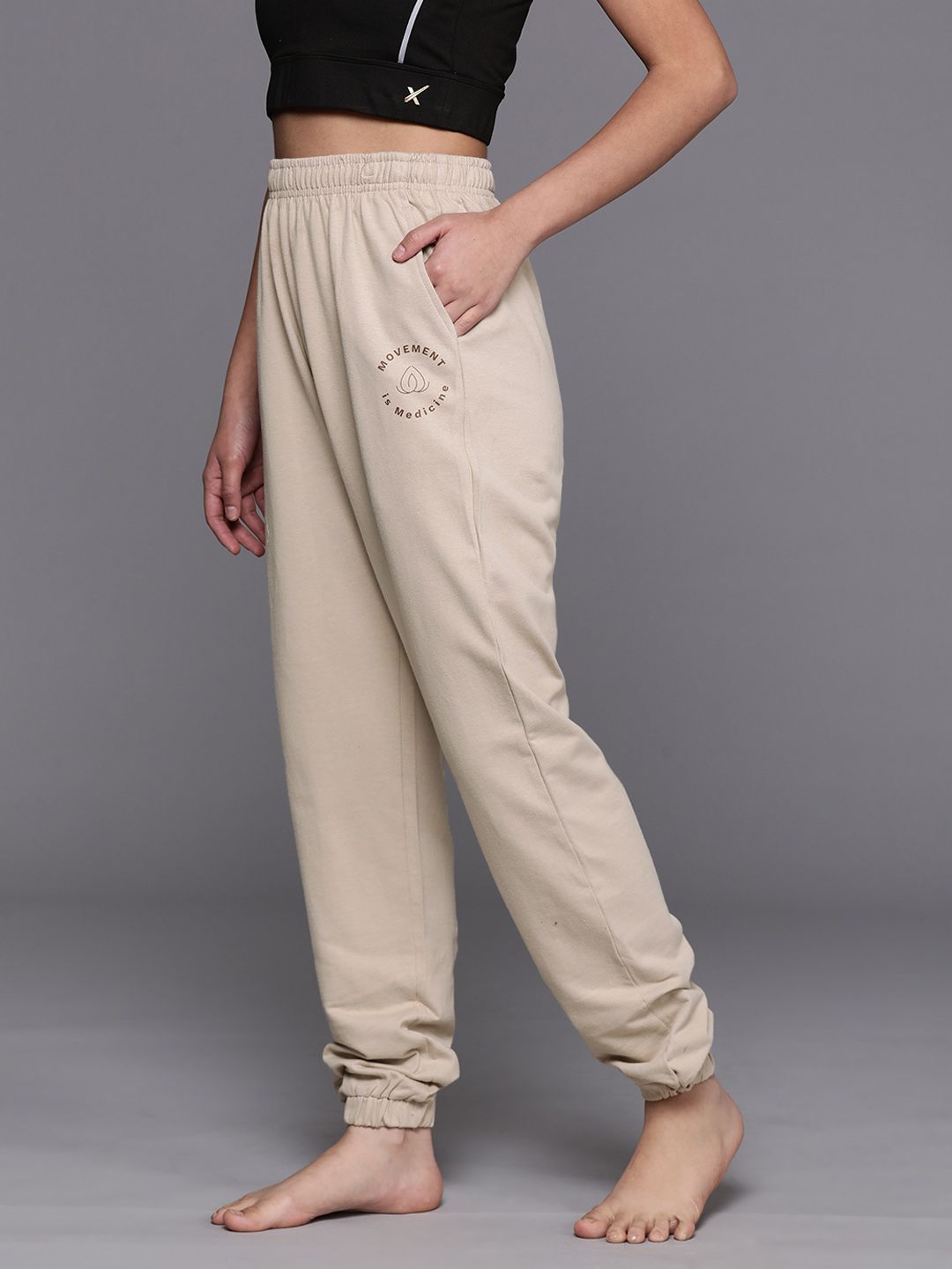 HRX by Hrithik Roshan Women Pure Cotton Flared Fit Yoga Joggers