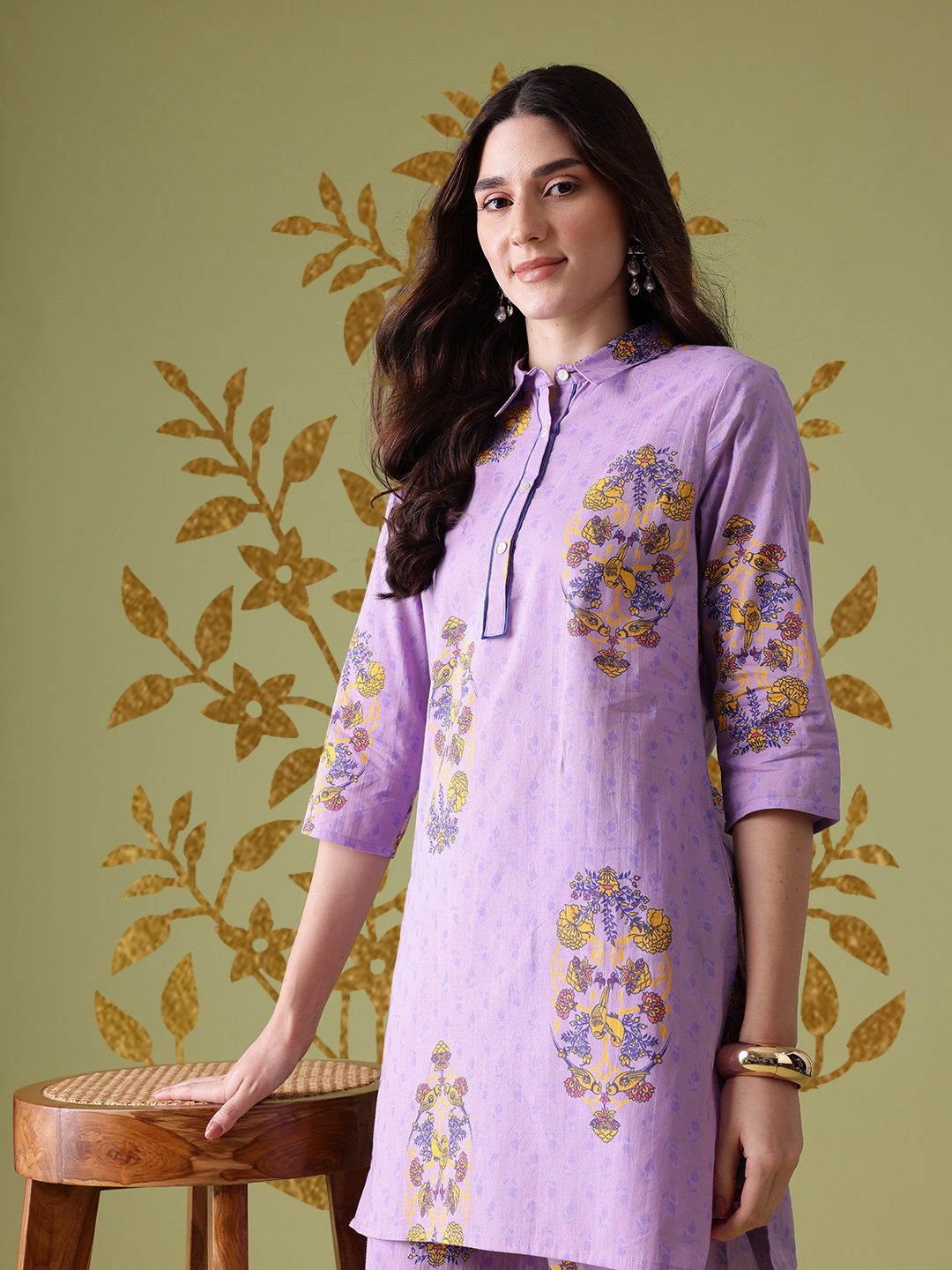 Anouk Floral Print Cotton Kurta with Palazzos