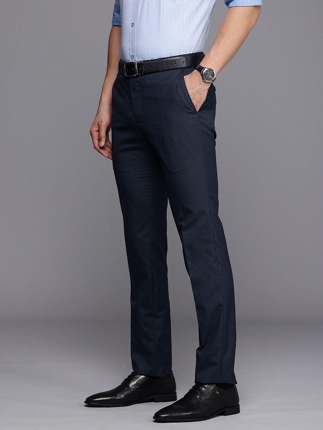Raymond Men Checked Slim Fit Formal Trousers
