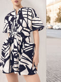 DressBerry Pockets A-Line Mini Dress With Fabric Belt