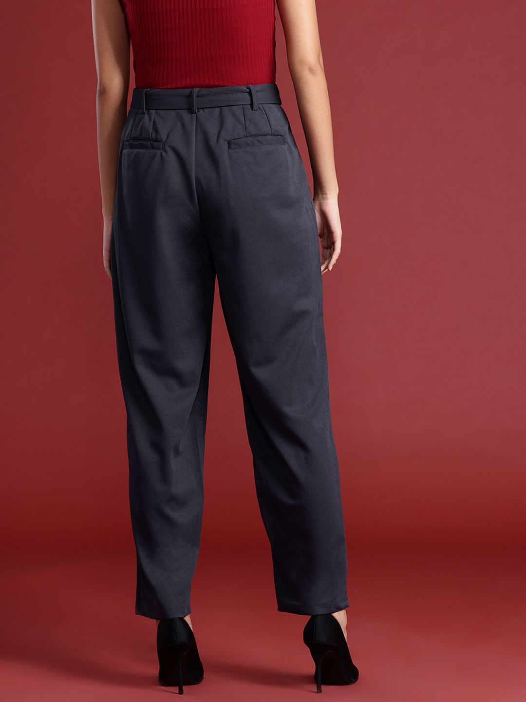 all about you Women High-Rise Pleated Trousers With a Belt