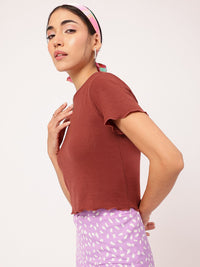 DressBerry Knit Nomad Ribbed Lettuce Edge Top