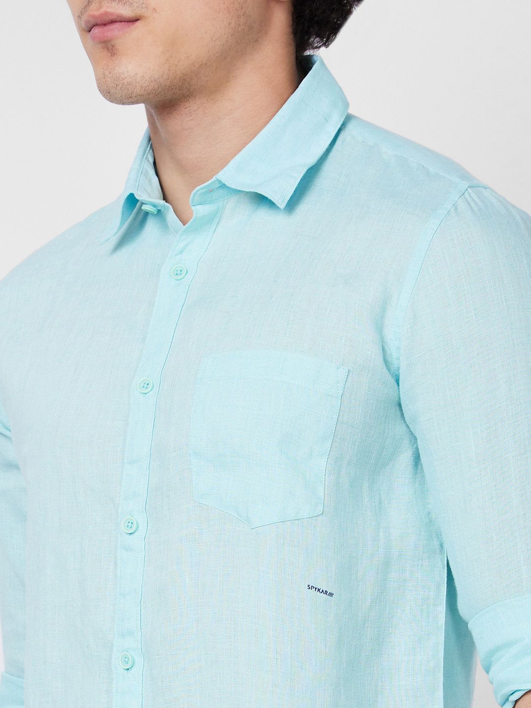 SPYKAR Spread Collar Linen Casual Shirt